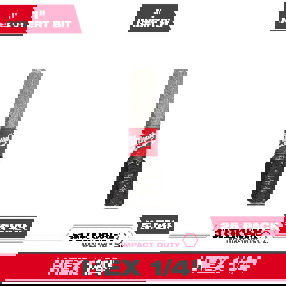 Hex Screwdriver Bits; Ball End: No ; Measurement Type: SAE ; Drive Size: 1/4in (Inch); Hex Size (Inch): 1/4 ; Overall Length (Inch): 1